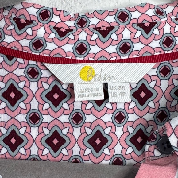 Boden Womens 4R Placement Print Shirt Blouse Long Sleeve Geometric Office Career - Picture 5 of 8